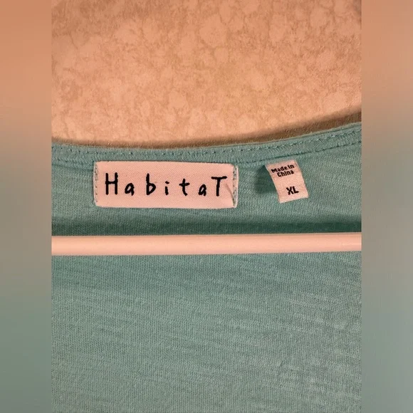 Habitat Blue Woman’s XL Cotton Long Sleeve Tunic Top Buttons Boho Scoopneck - Picture 4 of 8